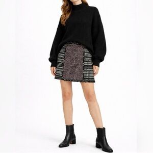 French Connection Black & White Textures Panel Mini Skirt